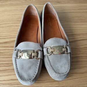 KATE Spade New York Carson flats in gray suede with gold-tone branded hardware